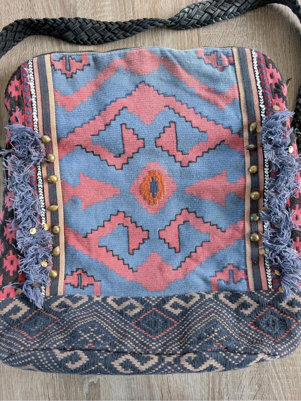 Free People Red and Blue Embroidered Boho Crossbody Bag - Picture 5 of 8